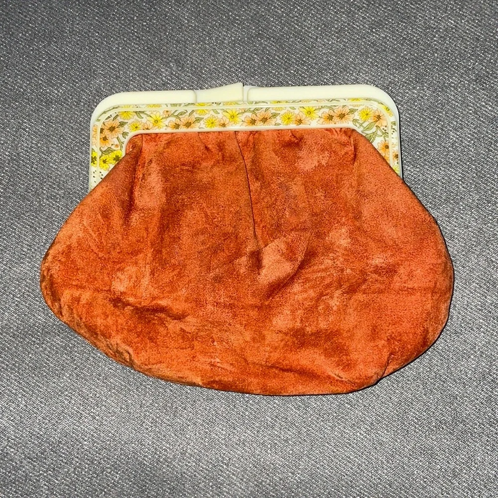 Vintage Rusty Orange velvet Coin purse. - Picture 1 of 5
